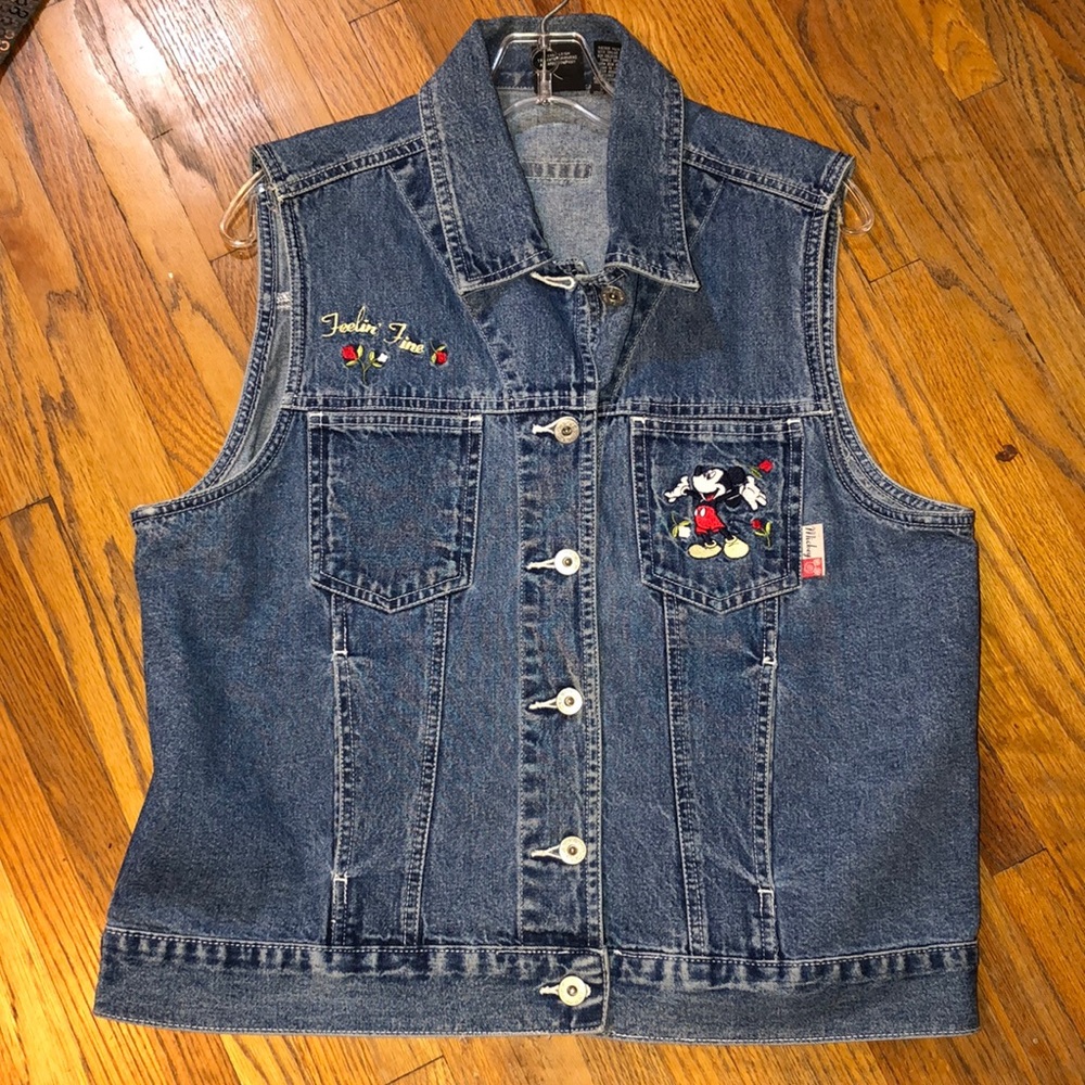 Vtg Mickey Unlimited denim vest Disney jacket